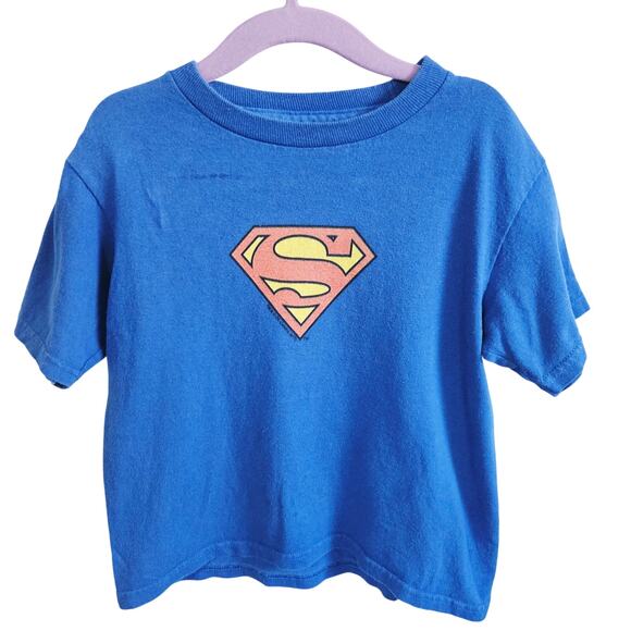 Superman Kids Size 4T Oversized Tee Shirt Blue Superhero Logo DC Universe - Picture 1 of 3